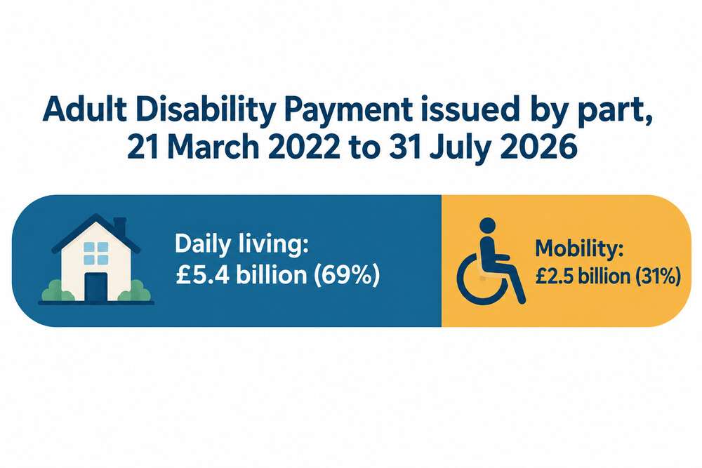 How Adult Disability Payment spending splits between the two parts