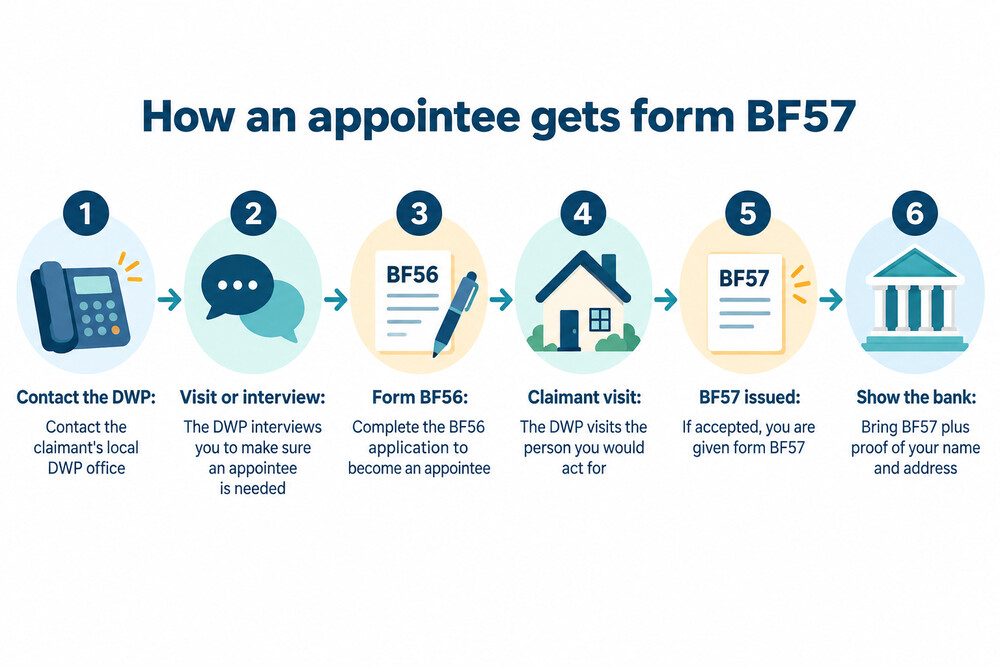A photo of the BF57 form an appointee receives from the DWP