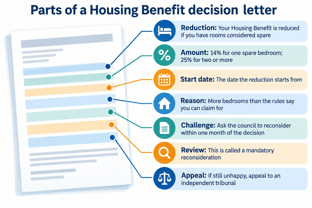 A letter from a council explaining a reduction to Housing Benefit