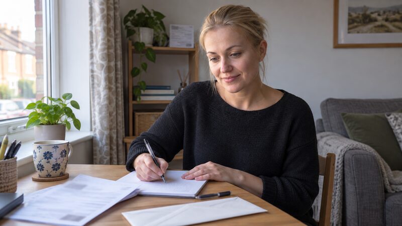 A person writing a letter asking for a benefit decision to be reconsidered