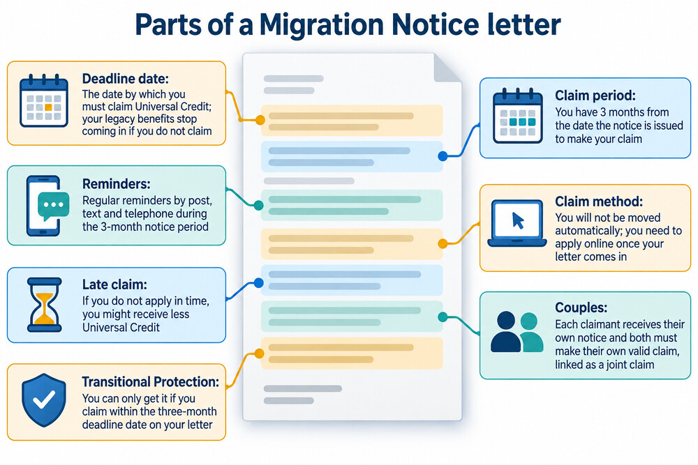 A sample Migration Notice letter showing the deadline date highlighted