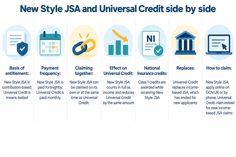 A simple side-by-side comparison of New Style JSA and Universal Credit