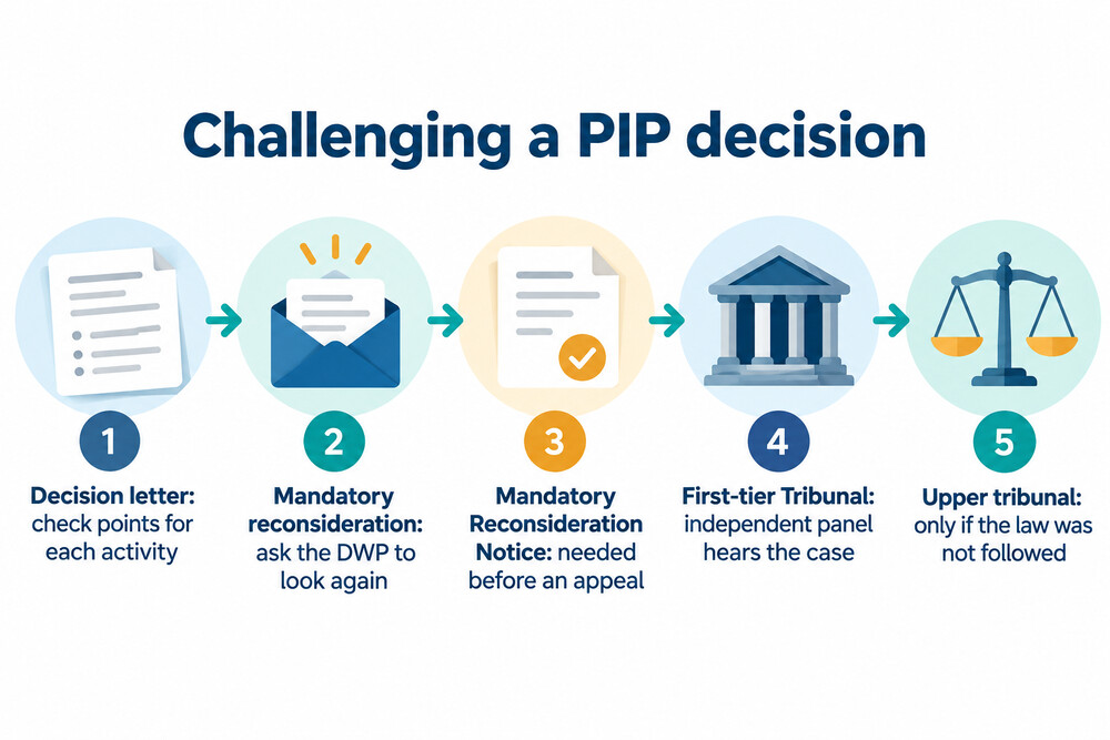 How to challenge a PIP decision in order, from reconsideration to tribunal