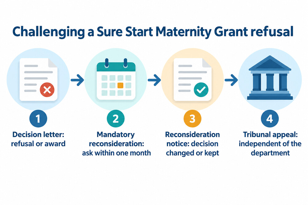 Flow of challenging a Sure Start Maternity Grant decision