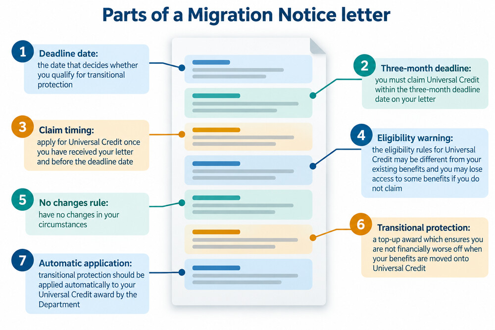 A Migration Notice letter with the three-month deadline date highlighted