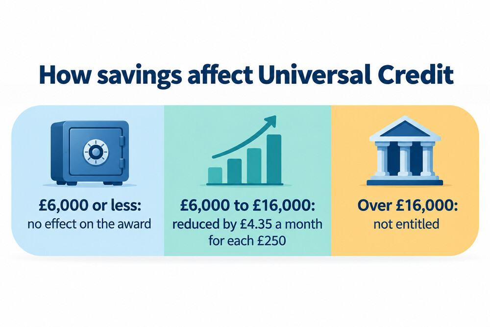 How capital affects Universal Credit across three bands