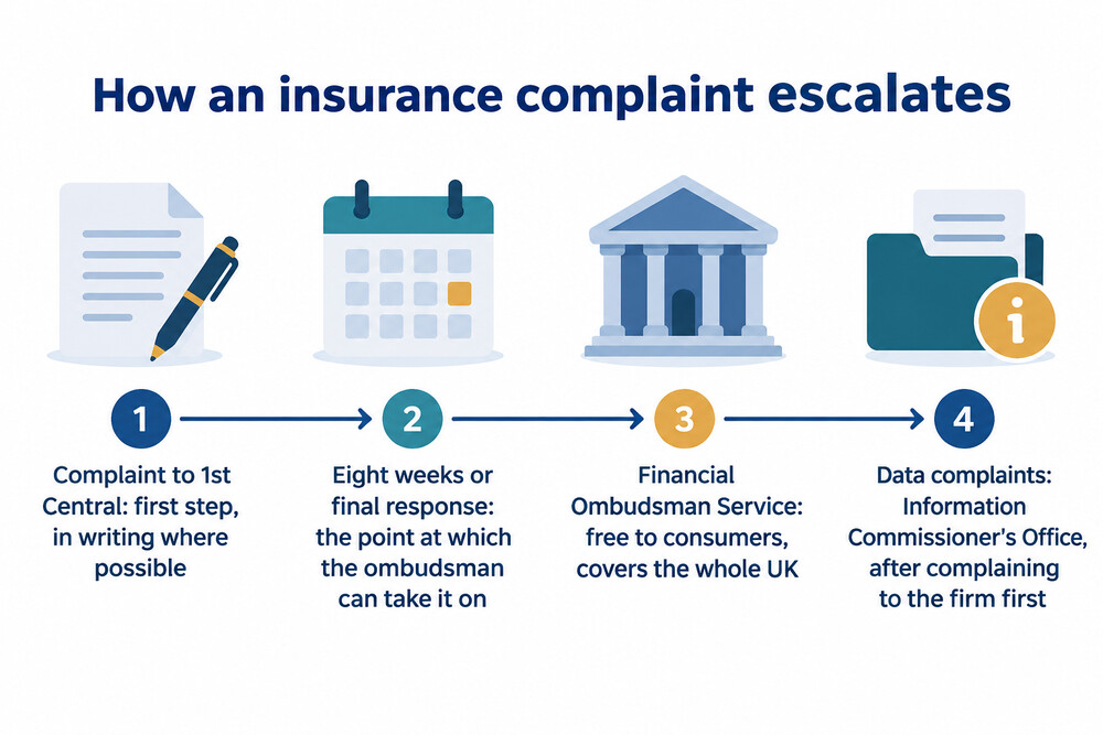 A complaint timeline from insurer to the Financial Ombudsman Service