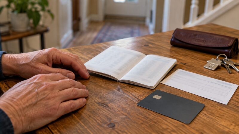 A paying-in slip and a debit card beside a credit union paying-in book