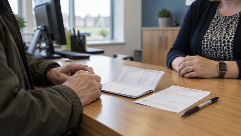 A member's savings passbook and a withdrawal slip on a counter