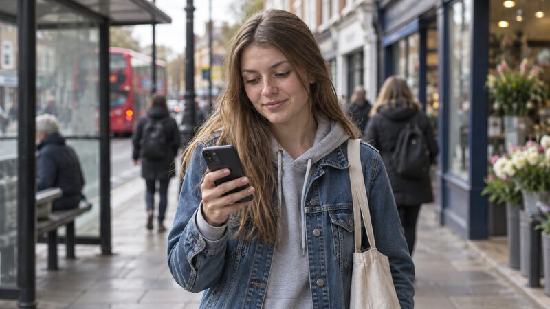 A customer using a banking app on a smartphone