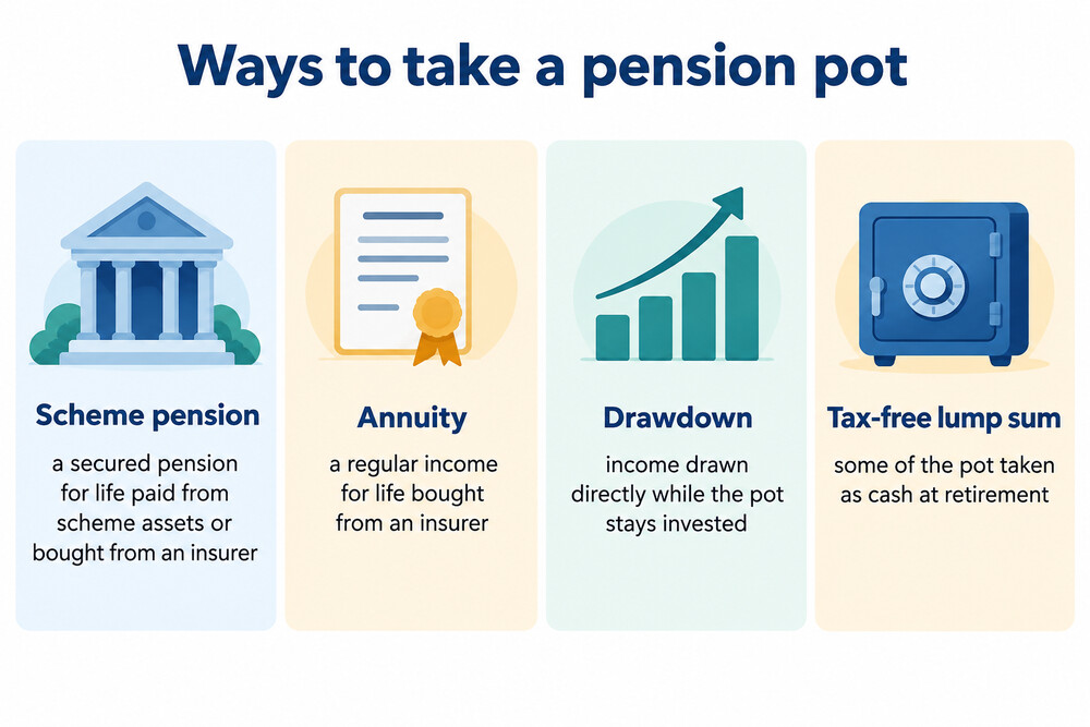 The main ways to turn a pension pot into retirement income
