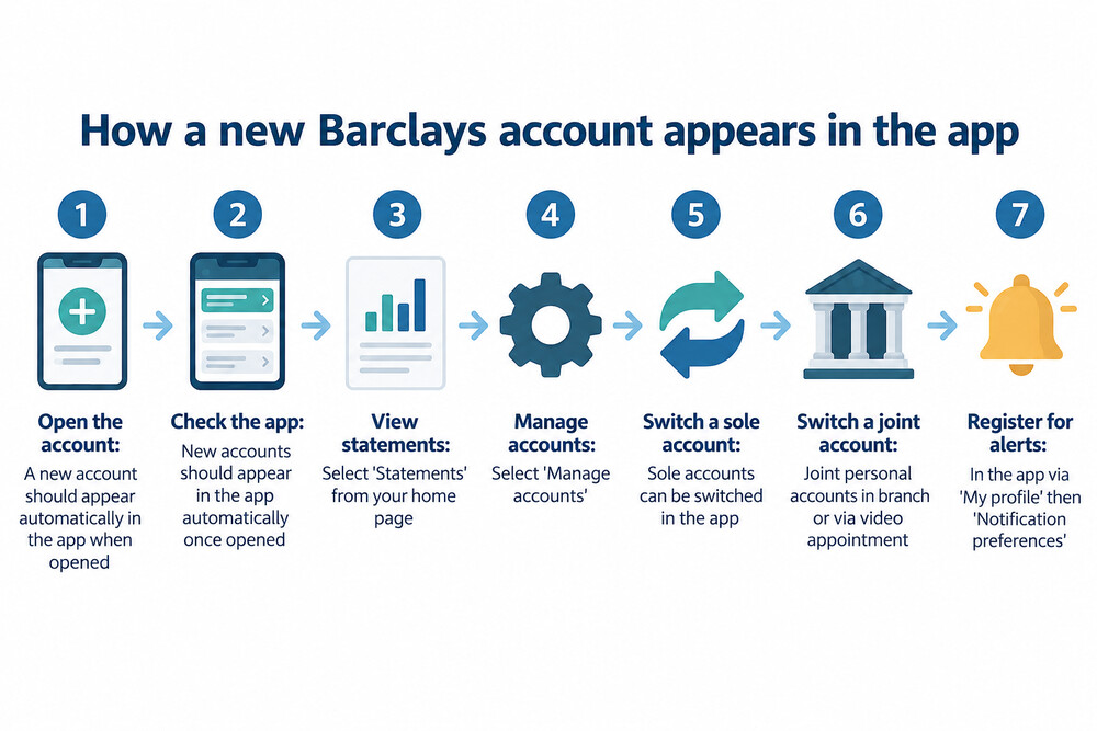 The accounts screen of the Barclays app, showing a current account and savings accounts listed together