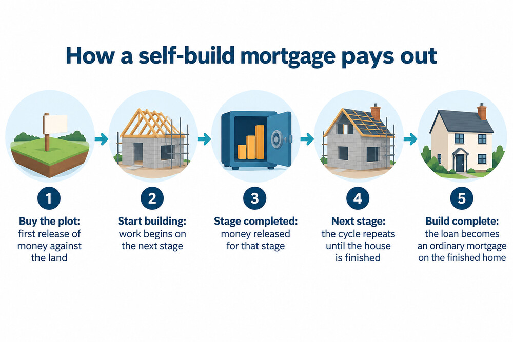 How a self-build mortgage releases money in stages
