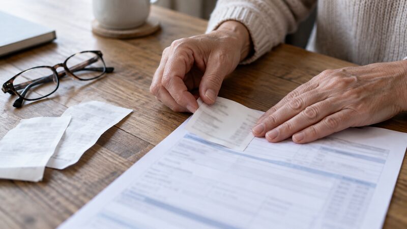 A health cash plan claim form with receipts attached