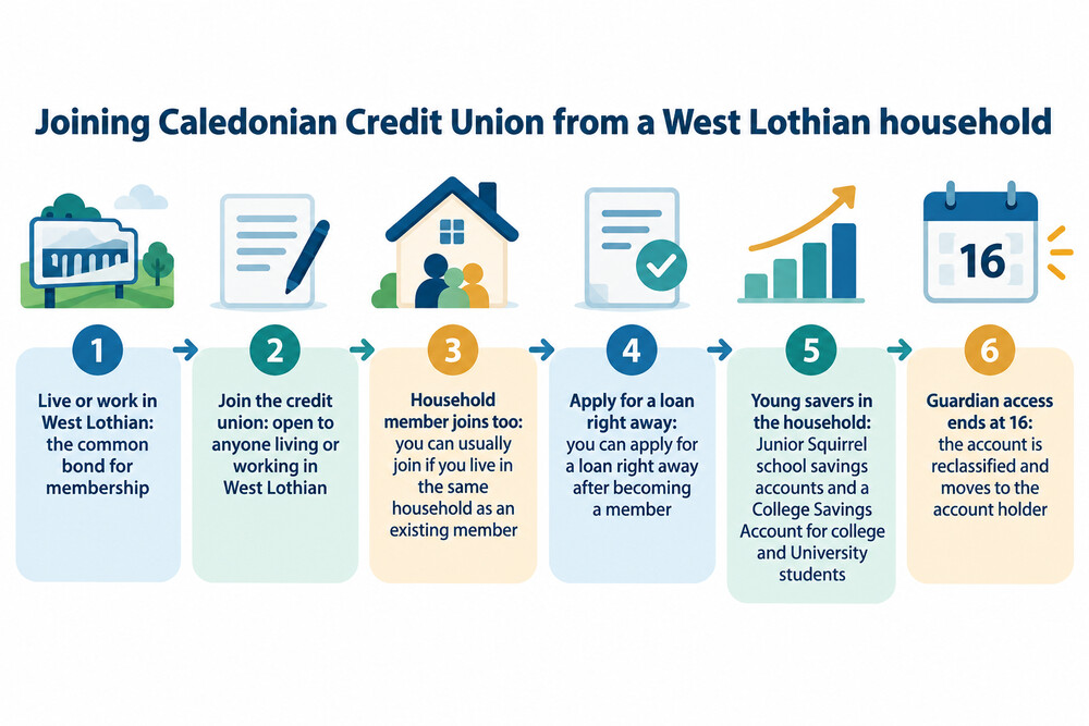 A simple map-style diagram showing the West Lothian common bond and the household route into membership