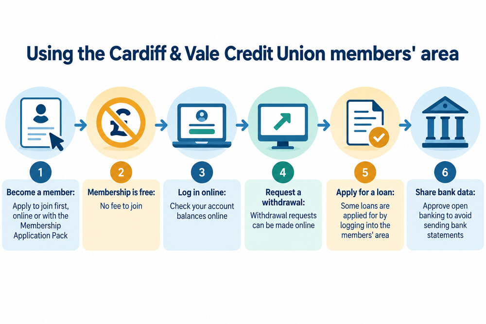 The members' area login screen of the Cardiff Credit Union website