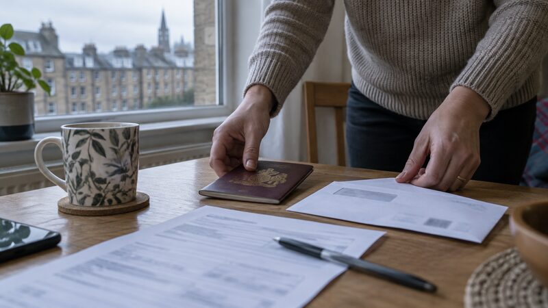 A membership application form and identity documents on a table