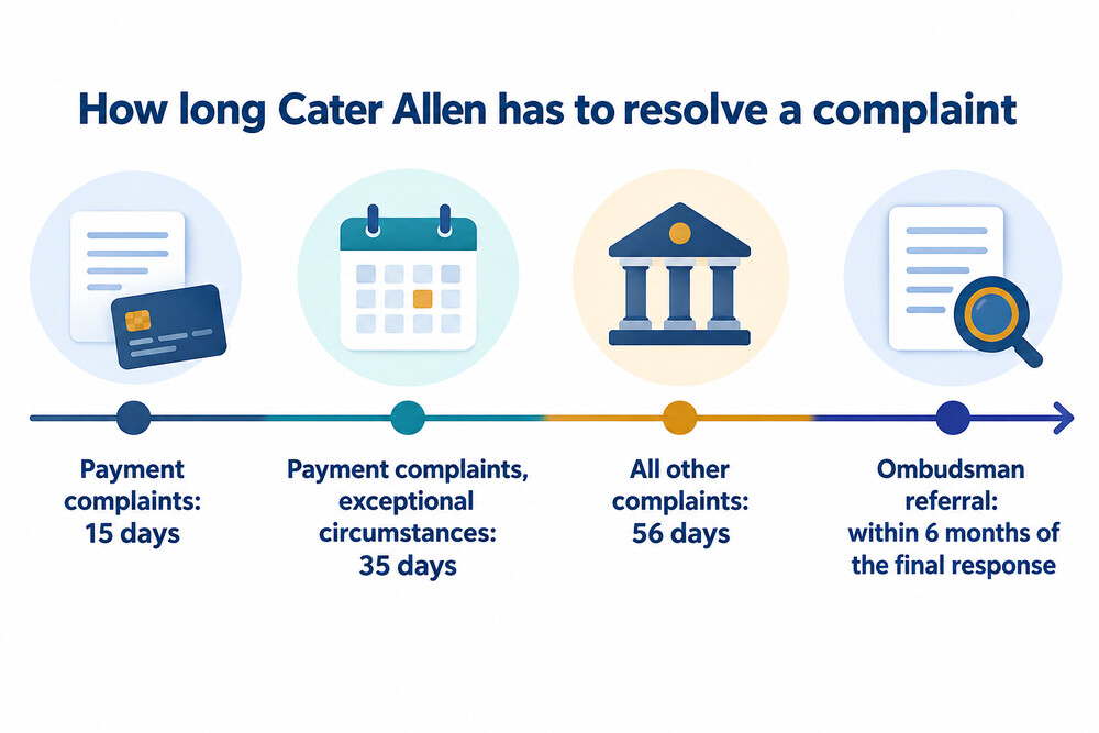 A timeline showing the 15-day, 35-day and 56-day complaint deadlines