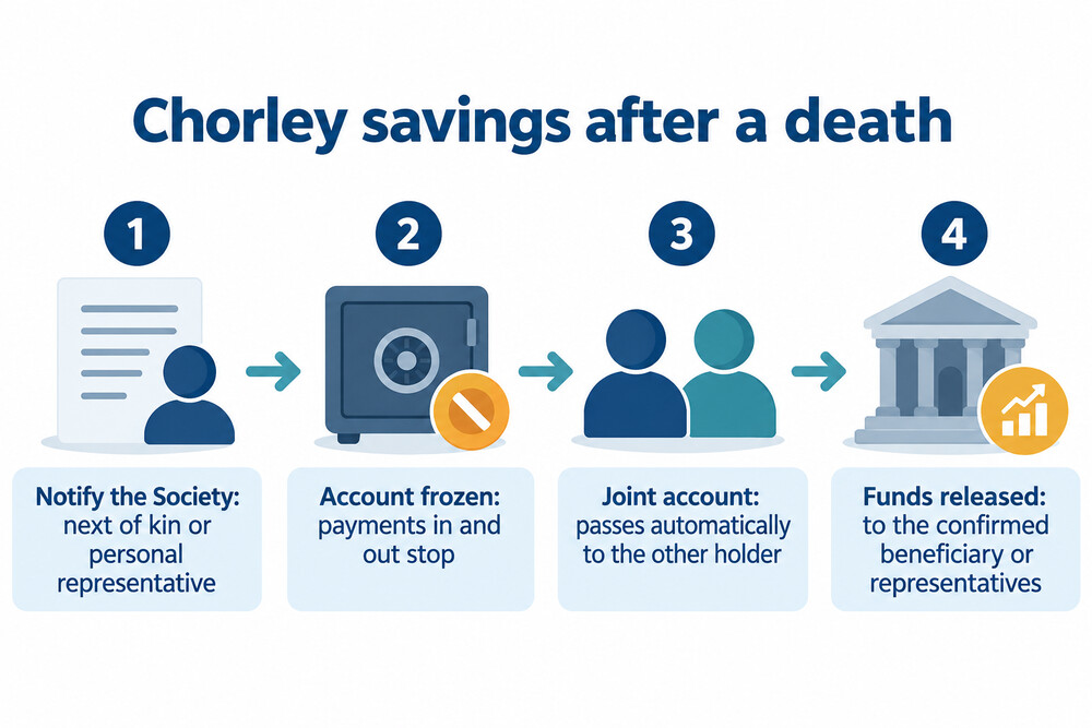 What happens to a Chorley savings account after a death