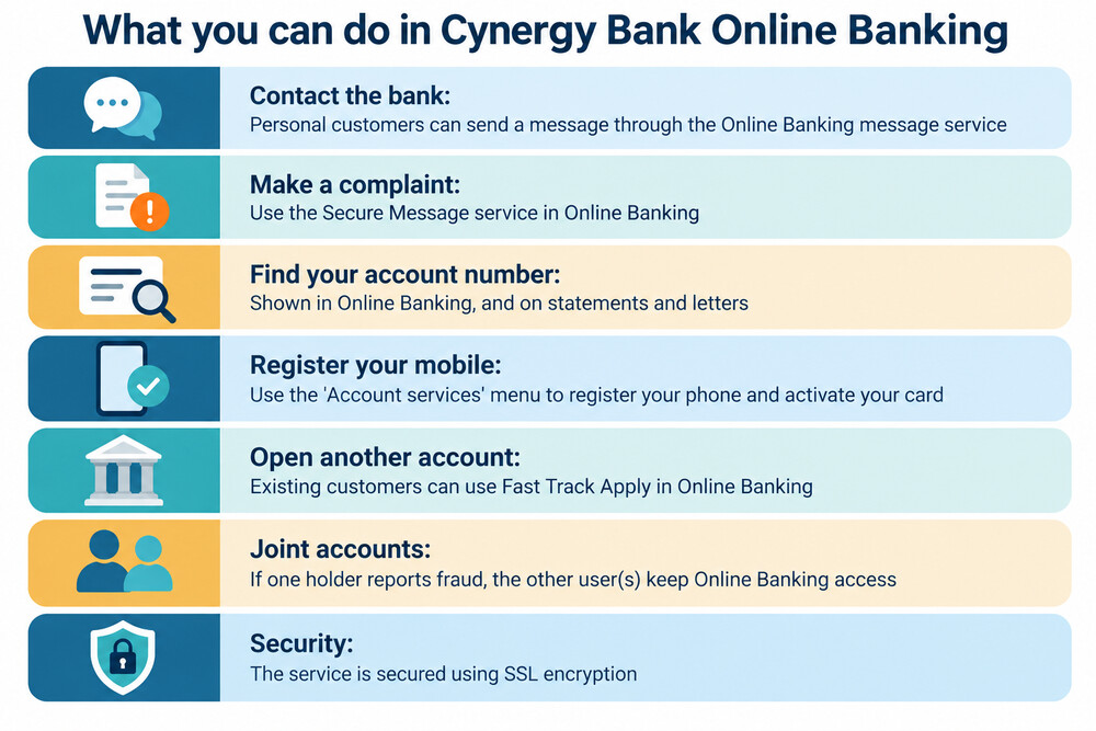 A laptop screen showing the Cynergy Bank Online Banking login page