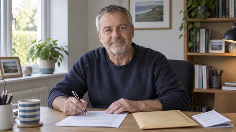 A claimant completing an income protection claim form with medical evidence attached