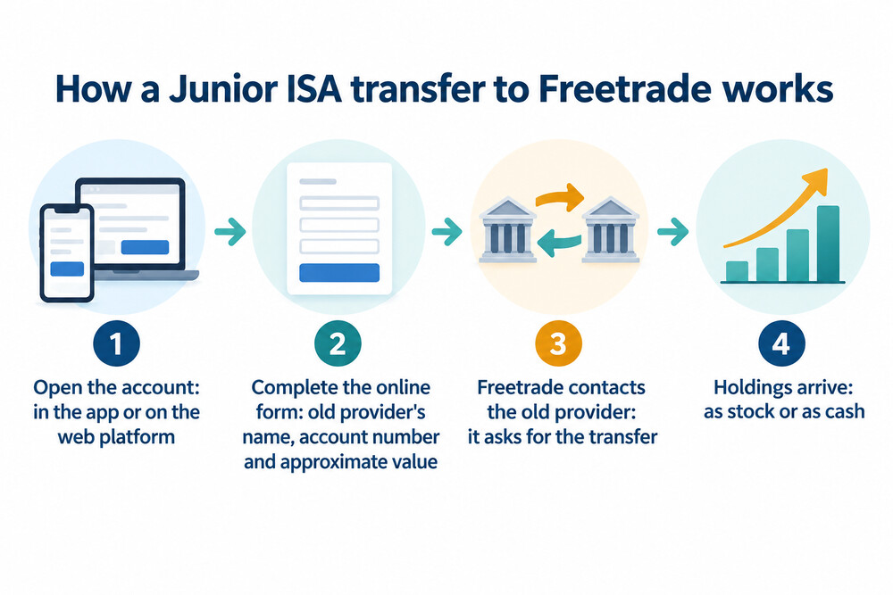 A diagram of an ISA transfer from an old provider to Freetrade