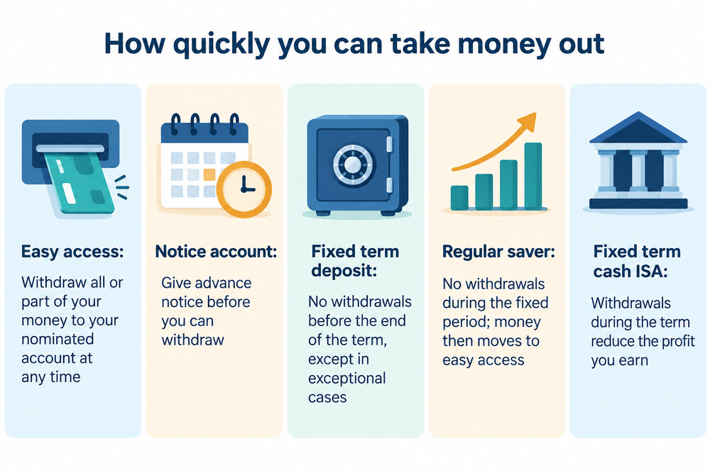 The main types of Gatehouse Bank savings account side by side
