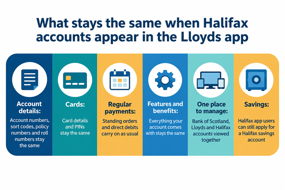 A phone screen showing Halifax accounts appearing in the Lloyds banking app