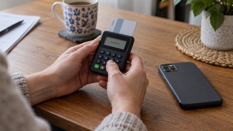 A Handelsbanken log-on card and card reader used to access Individual Online Banking