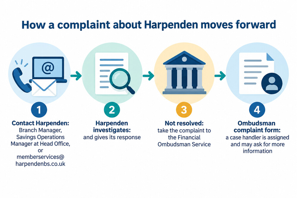 How a complaint about Harpenden Building Society moves from the society to the ombudsman