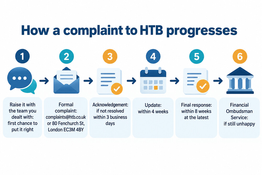 How a complaint to HTB moves from first contact to the ombudsman