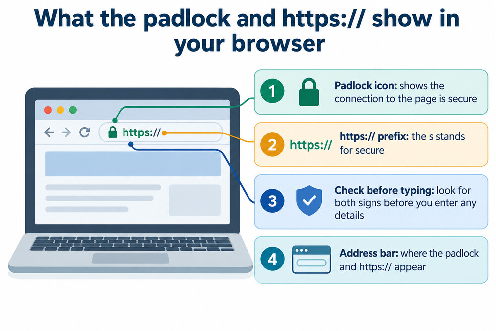 A browser address bar showing a padlock icon and an address beginning https