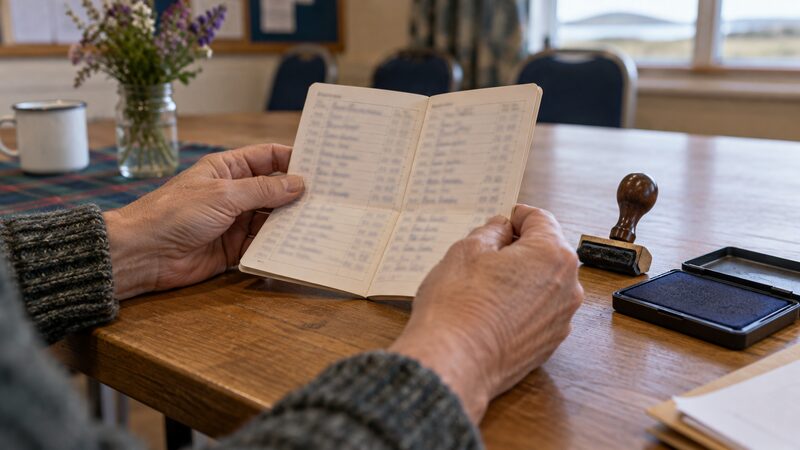 A member's passbook with handwritten deposit entries and a Collection Point stamp
