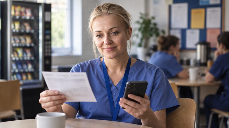 A payroll deduction leaving a payslip and arriving in a credit union savings account