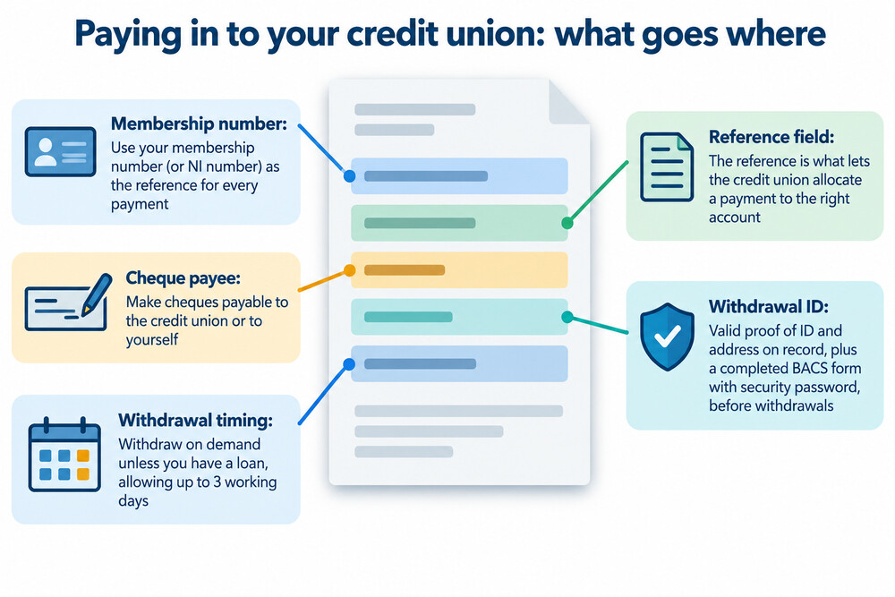 A bank transfer payment form showing where to enter the membership number as the payment reference