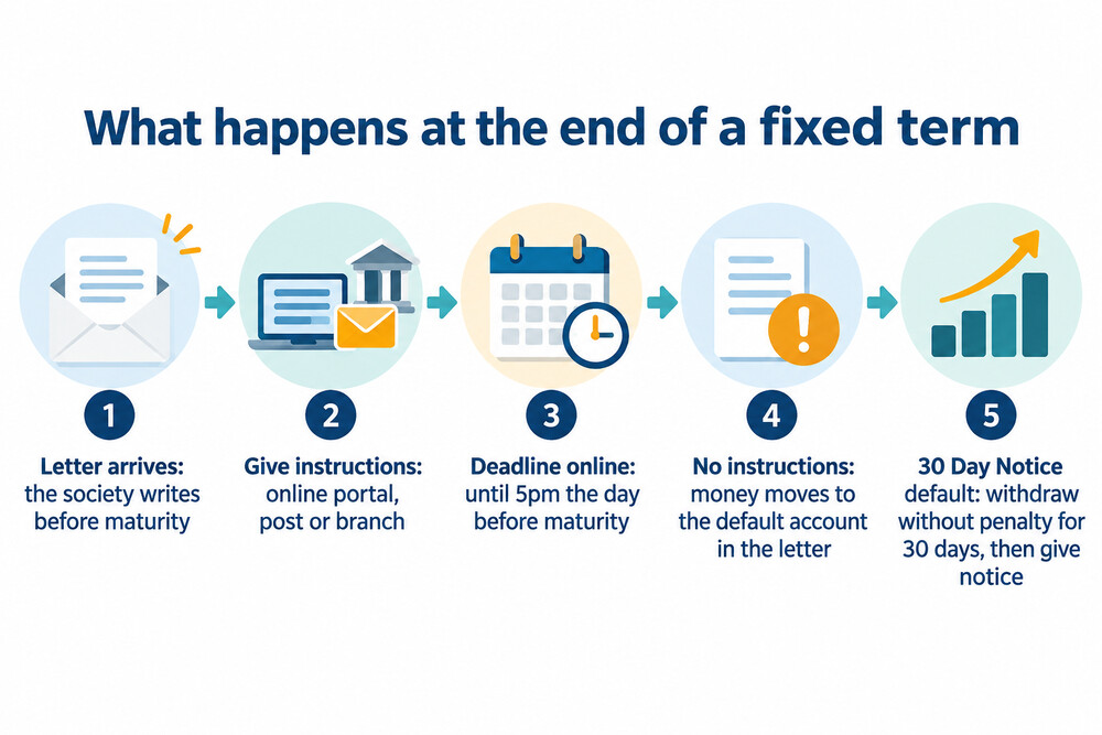 How a Melton fixed-term savings account is handled at maturity