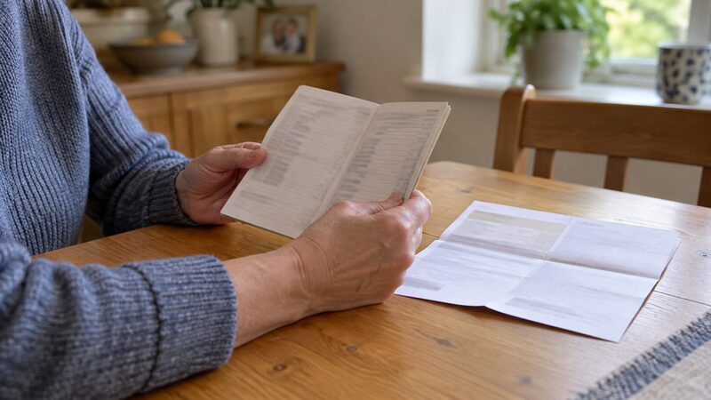 A savings passbook and a deposit account statement on a table