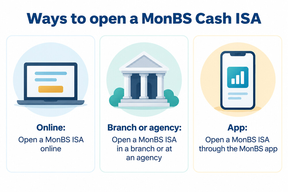A smartphone showing the MonBS app's account overview screen with savings and mortgage balances