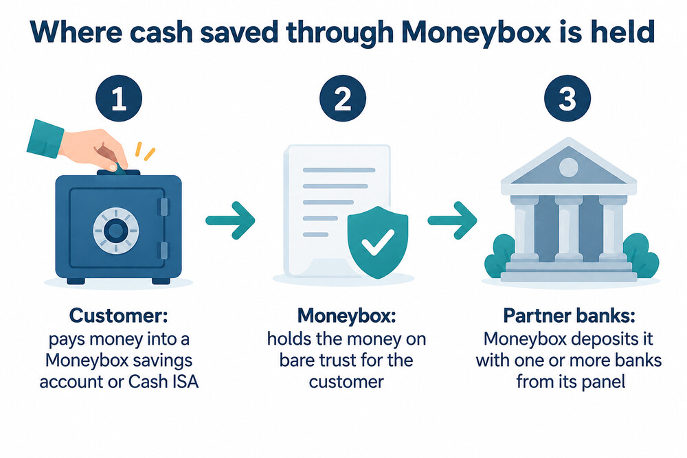 How a Moneybox cash deposit moves from the customer to partner banks