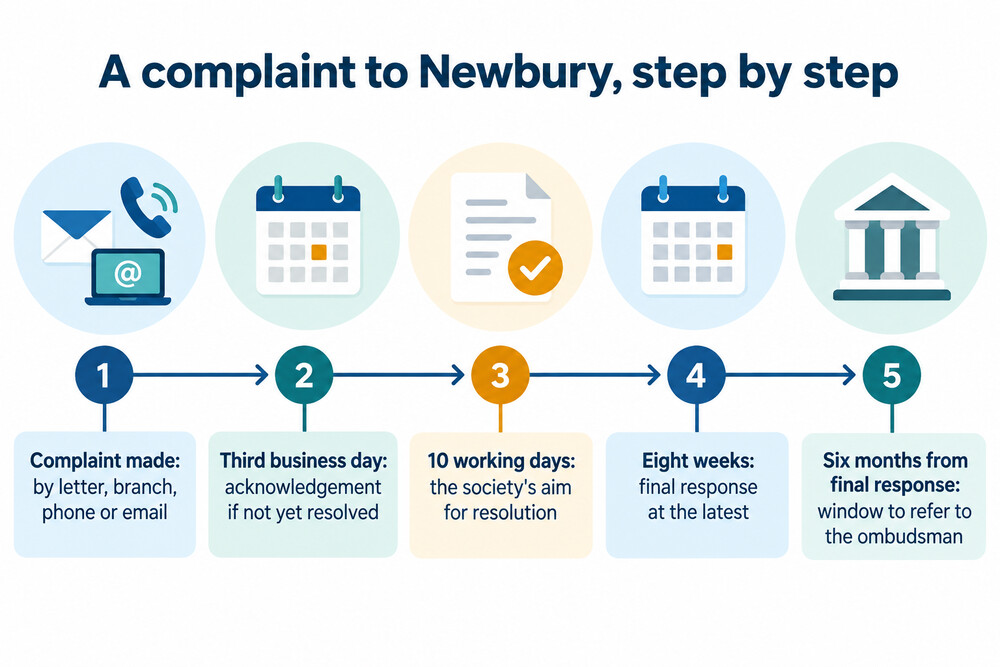 How a complaint to Newbury moves from first contact to the Financial Ombudsman Service