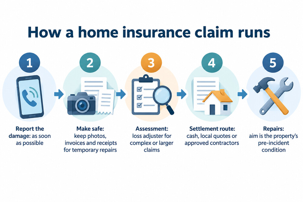 How an NFU Mutual home insurance claim runs, from reporting to repair