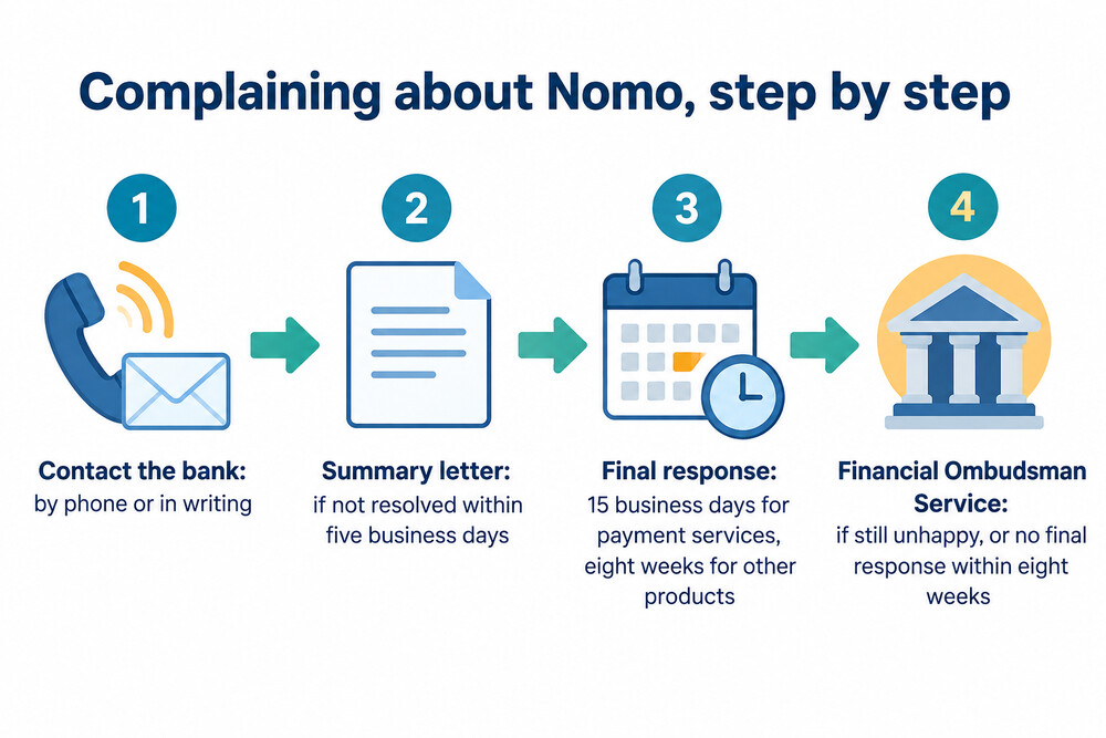 How a complaint about Nomo moves from the bank to the ombudsman