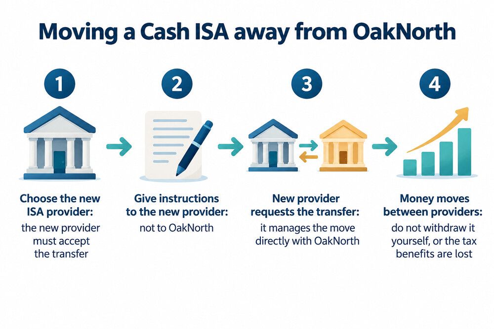 How a Cash ISA transfer out of OakNorth works, step by step