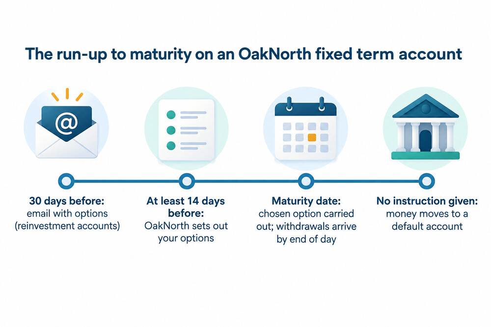 What happens as an OakNorth fixed term account reaches its end date