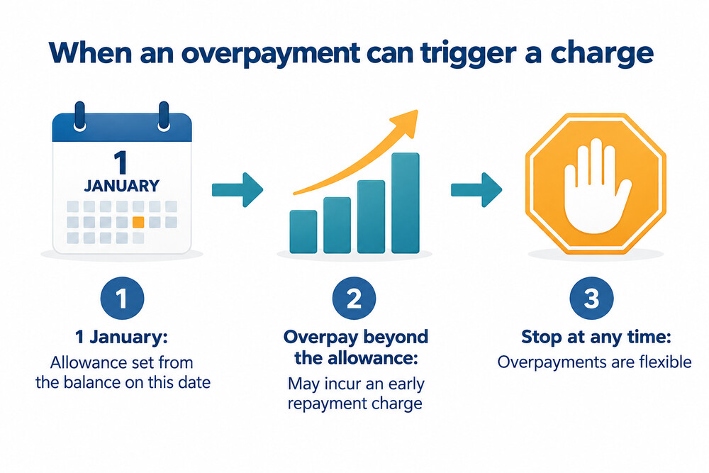 How the annual overpayment allowance and early repayment charges apply