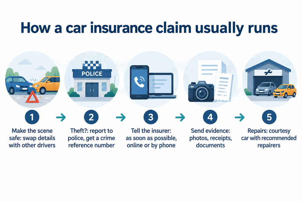 The steps in a car insurance claim, from reporting it to getting the car repaired