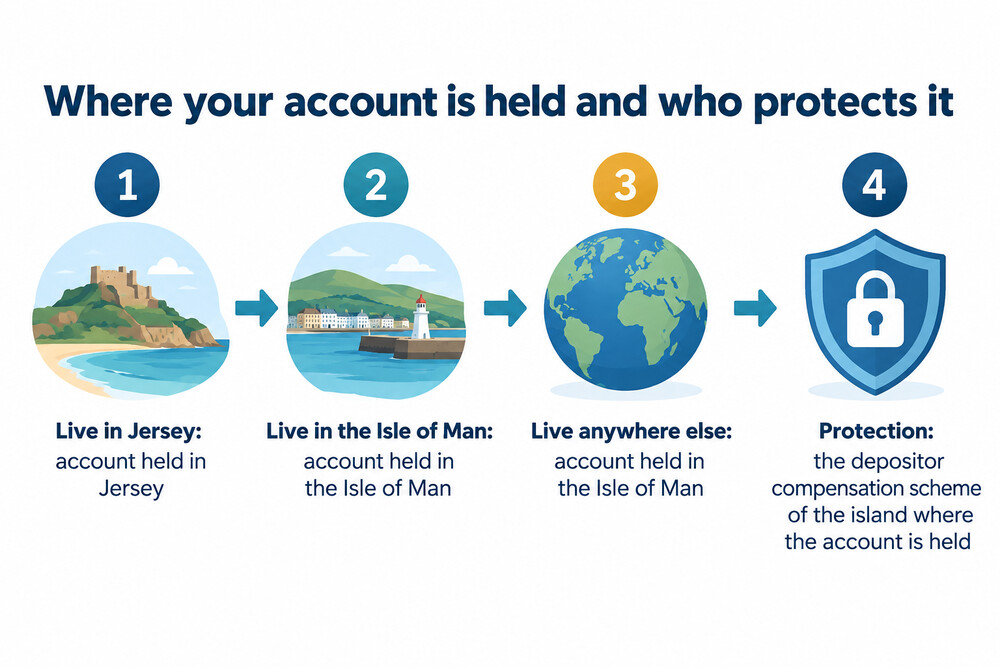 How a customer's home decides where the account is held and which scheme protects it