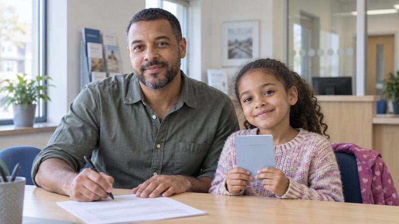 A parent opening a savings account for a child at a credit union