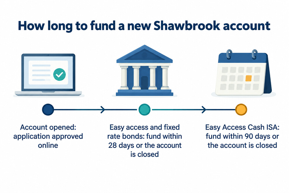 A timeline from opening a Shawbrook savings account to the funding deadline