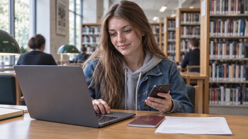 A person completing a credit union membership application online